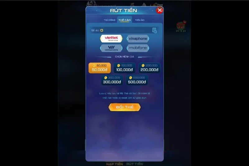 Rút tiền Win79